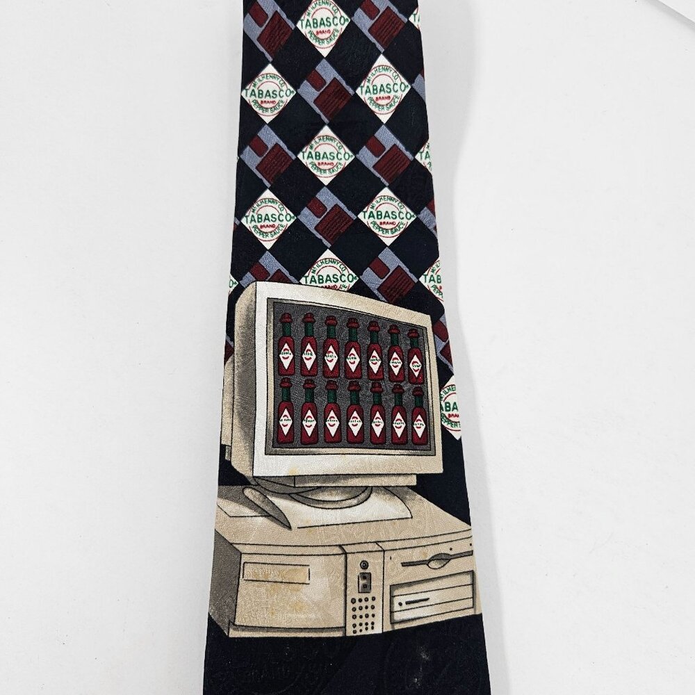 Tabasco Sauce Vintage Retro Computer Tech‎ Geek Hot Sauce Silk Tie